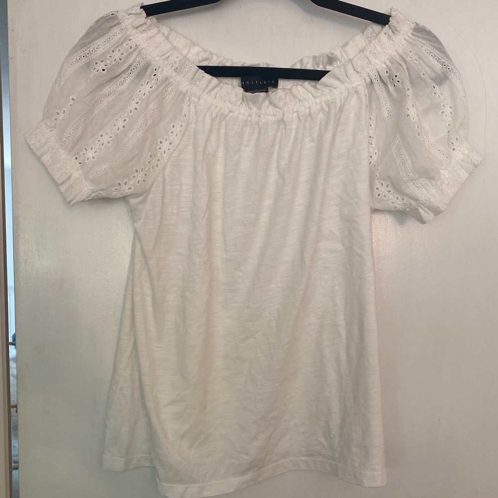 Sanctuary white shirt with eyelit sleeves